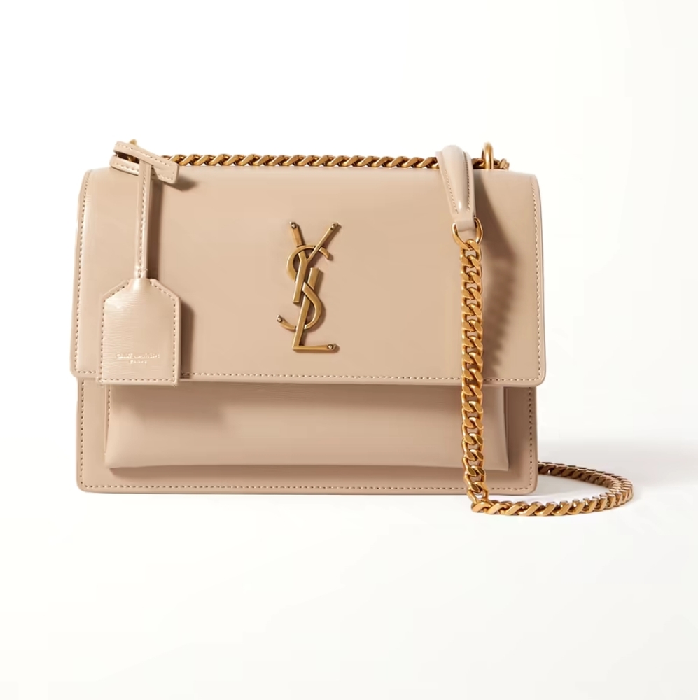 Authentic YSL sunset medium bag in nude smooth leather